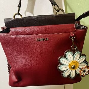 Chala Burgundy and Dark Brown Shoulder Bag